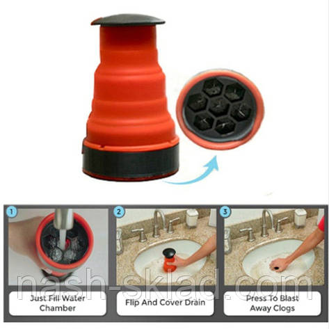 Ручний плунжер для раковини Water Drain Clog Cannon, фото 1