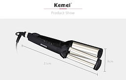 Потрійна плойка Kemei Km-2022, фото 6