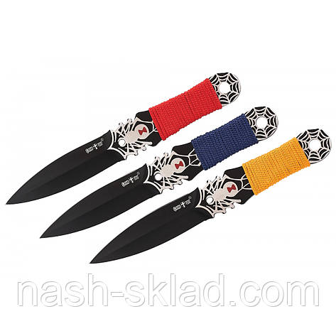 Набір легких ножів для метання "Павутина" (3 в 1) у зручному чохлі з цупкої тканини, фото 1