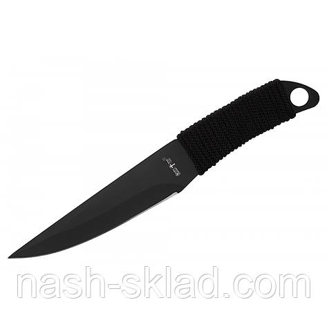 Ніж метальний з металевою ручкою обмотаною шнуром в окремому тканинному чохлі, фото 1