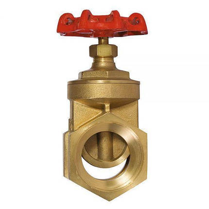 Засувка клинова муфтова латунна Ду 40 / клин-латунь / PTFE / PN16, фото 1