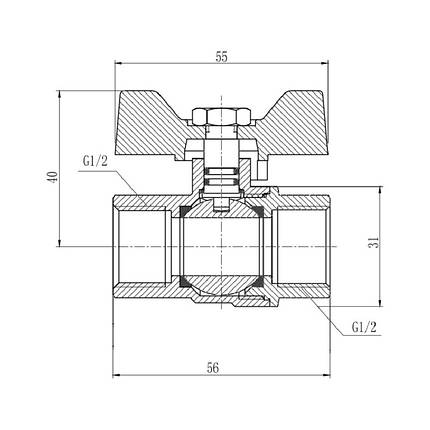 Кран кульовий різьбовий SD Forte 1/2" ВР для води (метелик), фото 3