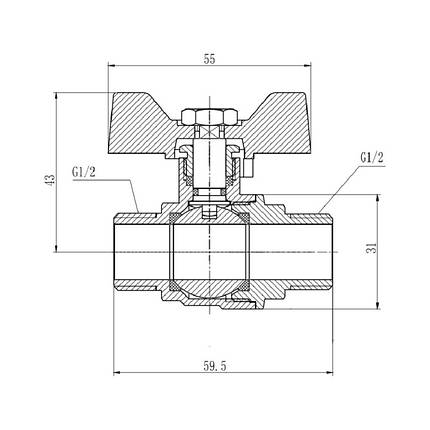 Кран кульовий різьбовий SD Forte 1/2" НР для води (метелик), фото 3