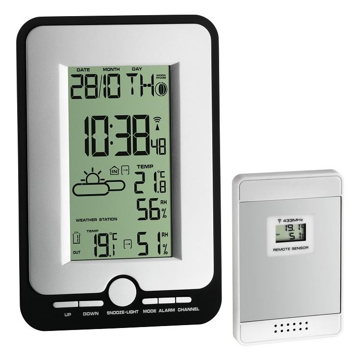 Цифрова метеостанція для дому з бездротовим датчиком TFA Multy Black