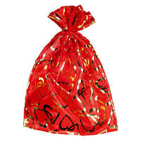 Червоний подарунковий мішечок із сердечками 12х16 (11) см непрозорий для корпоративних подарунків