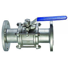 Кран нержавіючий кульовий фланцевий трехсоставной Ду 15 / куля-нж сталь 316 / PTFE / PN40