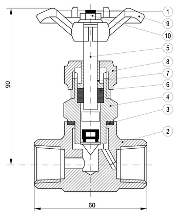 Вентиль муфтовий нержавіючий голчастий, Ду 15 / шток-нж сталь 316 / PTFE / PN140, фото 3