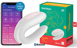 Багатофункціональний стимулятор для пар Satisfyer Double Joy, силікон, білий, 9,2 см