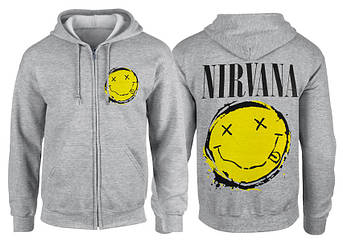 Толстовка на змійці NIRVANA Smiley меланжева, фото 1