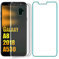 Комплект Чехол и Защитное Стекло Samsung Galaxy A8 2018 A530 (Самсунг А8 18 А530)