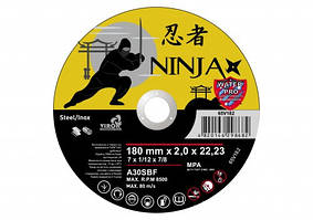 ДИСК ВІДРІЗНИЙ 180Х22.23 мм T=2 мм ПО МЕТАЛУ І НЕРЖАВІЮЧОЇ СТАЛІ NINJA ТМ "VIROK"