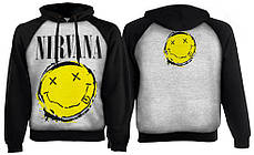Толстовка реглан NIRVANA Smiley світло-сіра