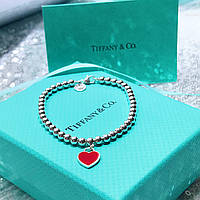 Серебряный браслет Tiffany & Co красное сердце 17