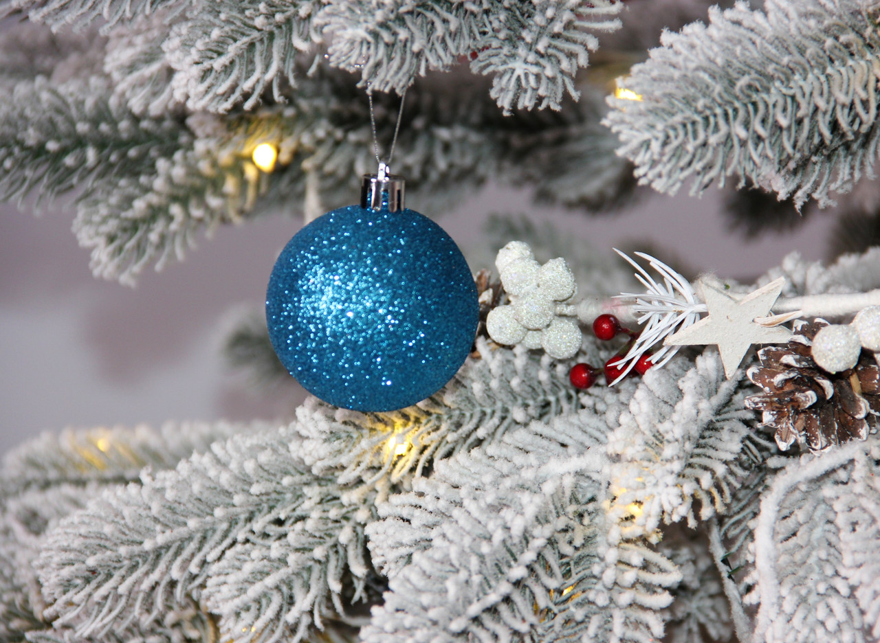 Новорічний куля блакитний мікс D 6см 12 шт (Ш_Гол_6), фото 1