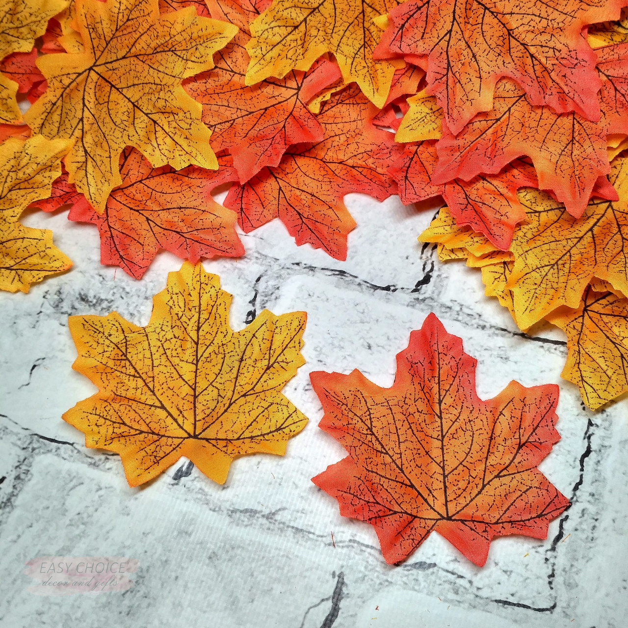 Осенние листья декоративные из ткани, 9х9,5 см, МИКС цветов, 40 шт - фото 1 - id-p1254963958