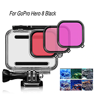 Захисний корпус чохол аквабокс для екшн камери GoPro Hero 8 Black водонепроникний з трьома фільтрами DE21DF