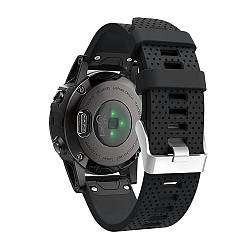 Силіконовий ремінець для годинника Garmin Fenix 5S, Fenix 5S Plus. Чорний силікон AL1771-10