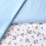 Сатин в клітинку біло-блакитну, ш. 160 см, фото 6