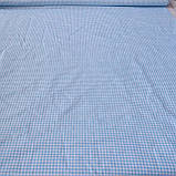 Сатин в клітинку біло-блакитну, ш. 160 см, фото 2