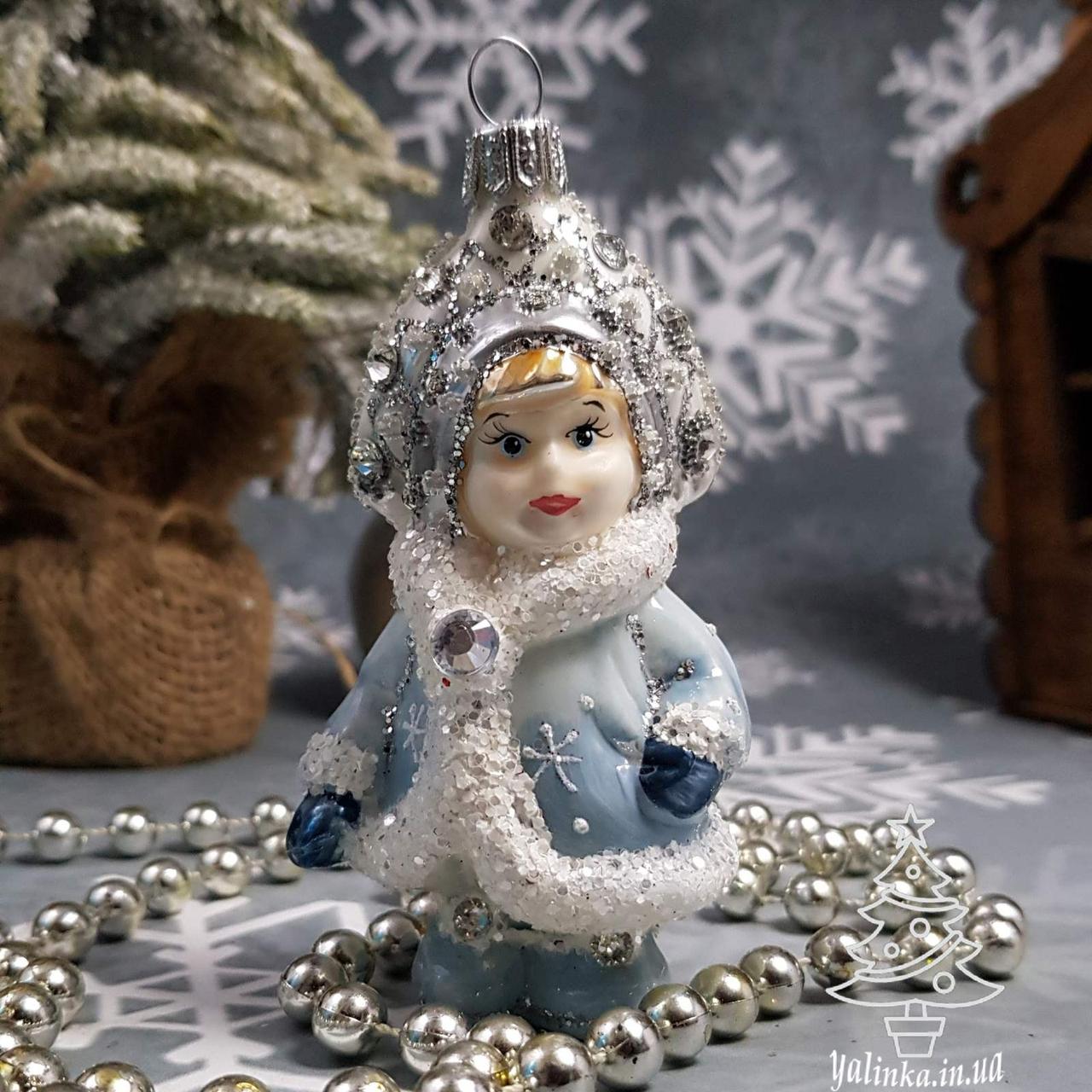 Скляна ялинкова іграшка Снігуронька маленька в кокошнику Irena
