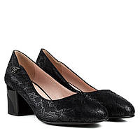 Туфли женские замшевые черные на устойчивом каблуке 38