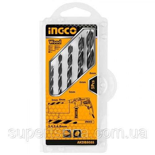 Набір свердел по дереву 5 шт. INGCO AKDB5055