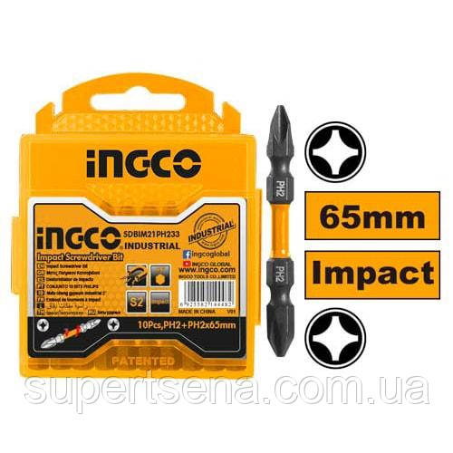 Набір ударних біт PH2+PH2 10 шт INGCO SDBIM21PH233 INDUSTRIAL