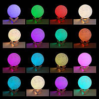 Ночной светильник луна 3D Moon Light 15 см разные цвета переключение