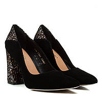 Туфли женские замшевые черные на высоком каблуке Visconi 36