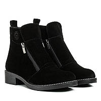 Ботинки женские замшевые черные на каблуке Kento 39 37