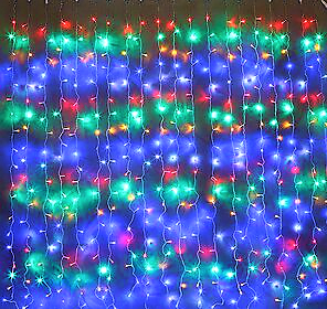 Світлодіодна гірлянда штора Red/Green/Blue/Yellow водоспад 3м * 2м 480LED NEW IP44 білий провід вулична