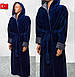 Чоловічий теплий халат великого розміру синій із капюшоном, фото 5
