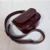 Сумка жіноча "Ріміні" натуральна шкіра, бургунді матова на широкому ремені, фото 4