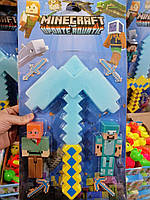Игровой набор с оружием и фигурками майнкрафт "Minecraft", голубая кирка JL19013-4
