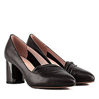 Туфлі жіночі шкіряні коричневі на стійкому каблуку 39