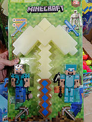 Ігровий набір зі зброєю і фігурками майнкрафт "Minecraft", жовтий кирка JL18334B-2