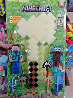 Игровой набор с оружием и фигурками майнкрафт "Minecraft", алмазный топор JL18334B-3