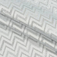 Декоративная новогодняя ткань с серебристым люрексом Зигзаг Светло-серый