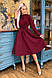 Жіноче нарядне повсякденне плаття-міді, бордове, фото 2