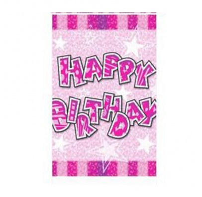 Скатертина Happy Birthday рожева