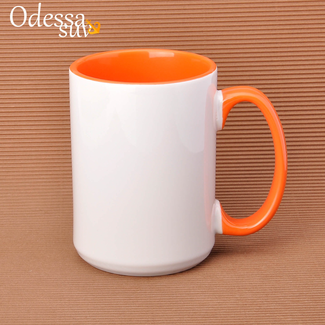 Чашка 425мл (кольорова всередині і ручка) оранжева, фото 1