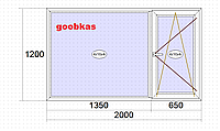 Пластиковые окна Goobkas в дом 1800 x 2000 мм (58 мм), Белый