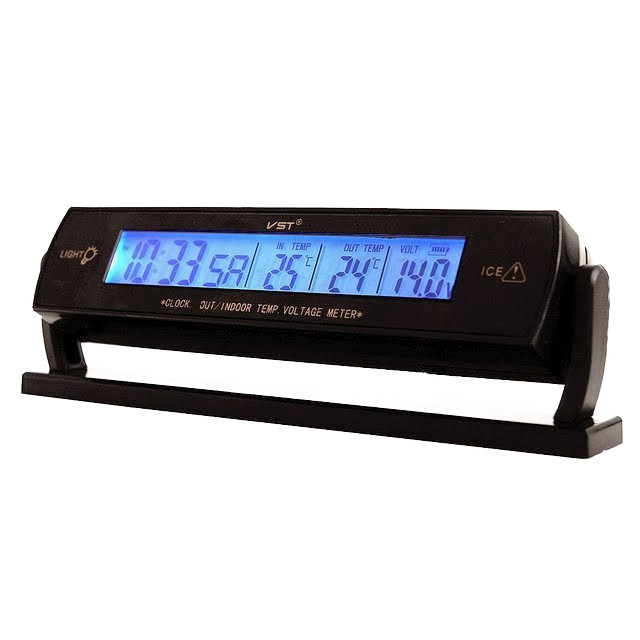 Годинник автомобільний електронний VST-7013V з вольтметром, температурою, фото 1