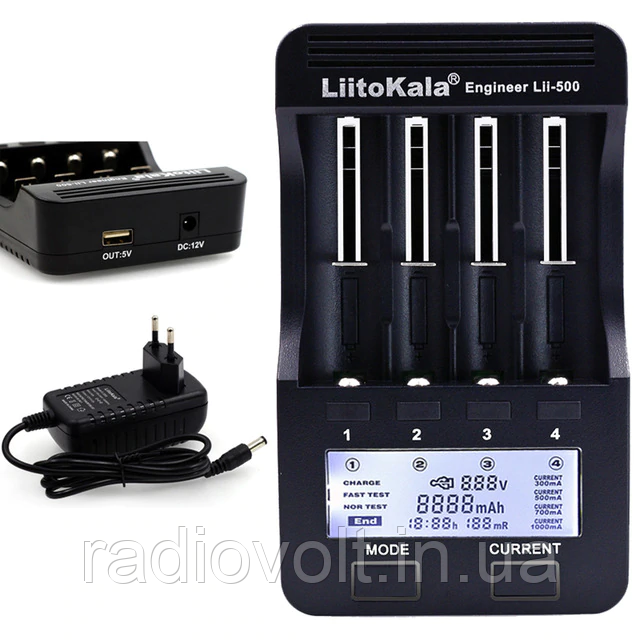 Зарядний пристрій LiitoKala Lii-500 для Li-Ion і Ni-MH / Ni-Cd з блоком живлення 12В 2А