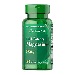 Магній Puritan's Pride Magnesium 500 mg High Potency 100 tablets