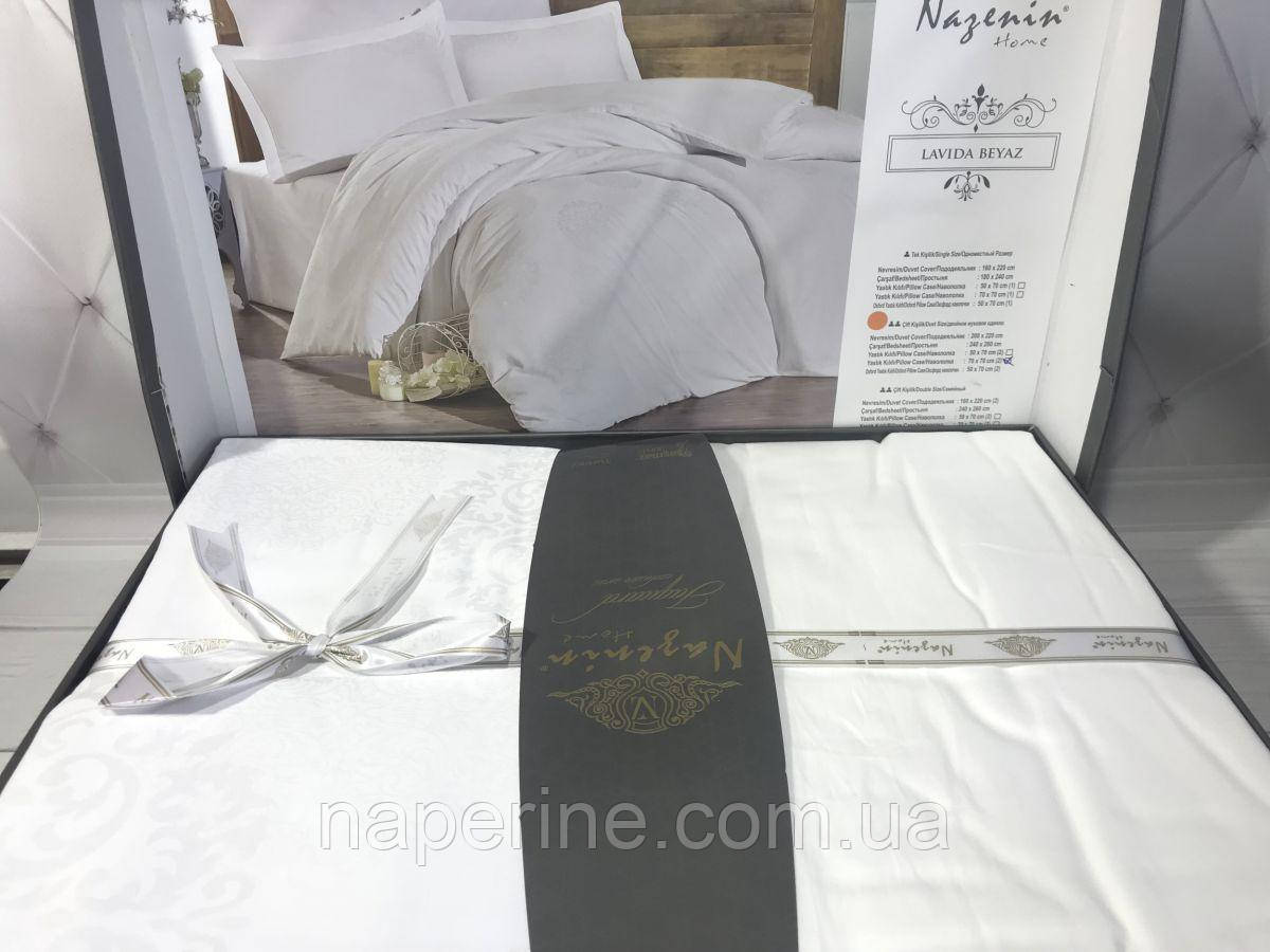 Жаккардовое постельное белье Nazenin евро размер Турция - фото 2 - id-p1293641346