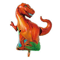 Фольгированный воздушный шар Динозавр Рекс, шарик фигура оранжевый Китай 83х94 см