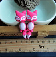 Детские серьги розовые "Лисички" - размер серьги 3,5см, сплав