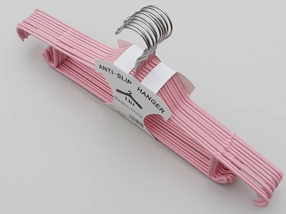 Плічка металевий в силіконовому покритті ніжно-рожевого кольору, довжина 44 см, в упаковці 10 штук, фото 2