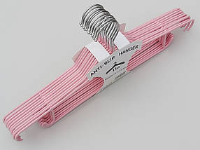 Плічка металевий в силіконовому покритті ніжно-рожевого кольору, довжина 44 см, в упаковці 10 штук, фото 3